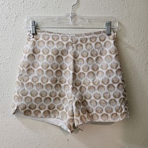 Corey Lynn Calter Shorts Womens Size 0 Gold Patterned High Waisted 50s Shorts